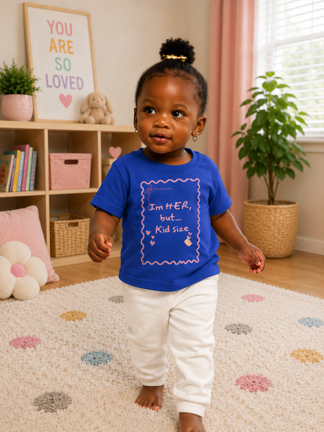 Toddler Tee – "I'm HER, but... Kid Size" Pink Princess Graphic