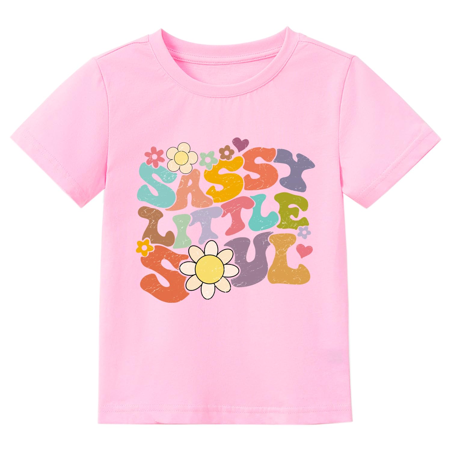 Toddler Girls T Shirts Sassy Little Soul Graphic Short Sleeve Shirts 2-7 Years Cotton Baby Girl Retro Daisy Tees Clothes