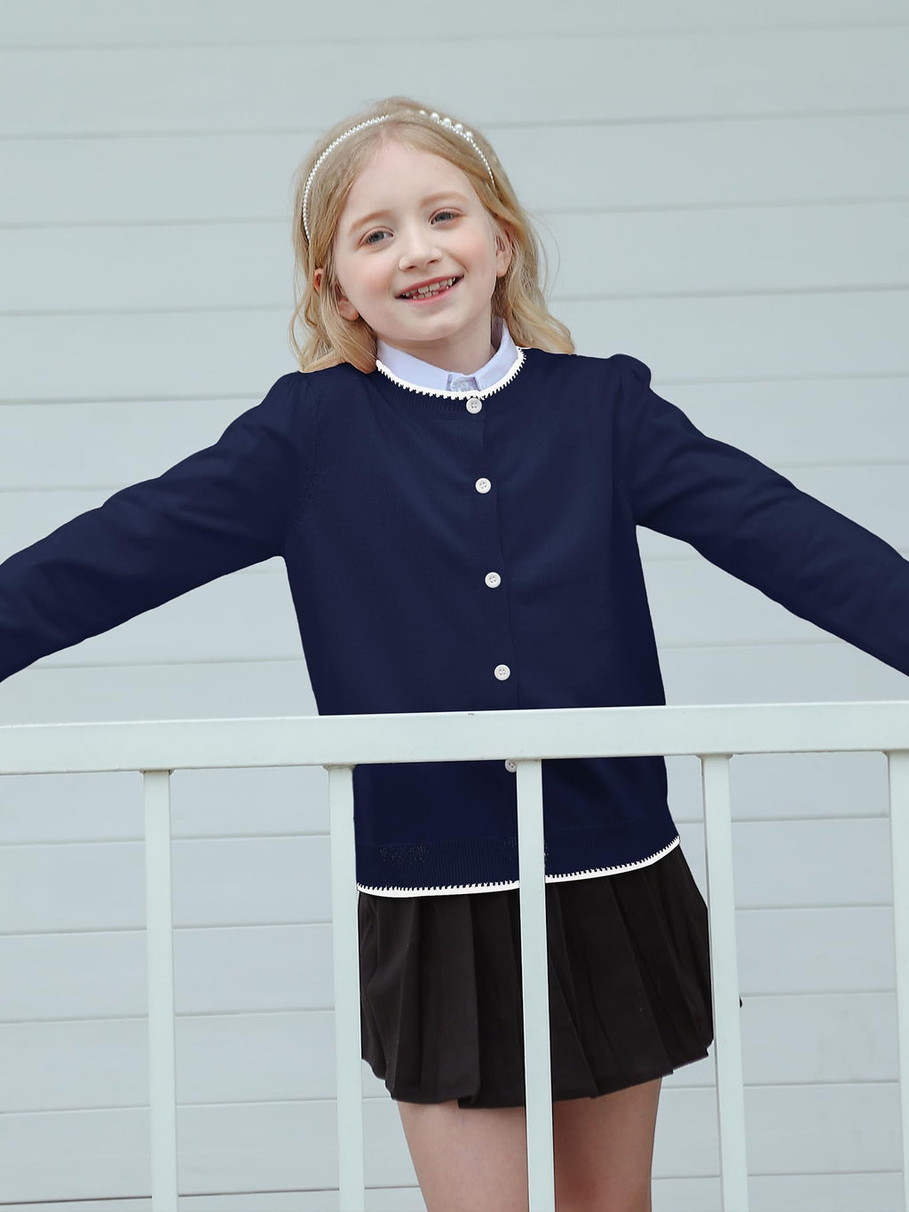 Girls Cardigan Basic Long Sleeve Button Knit Sweater Tops Fashion Outfits