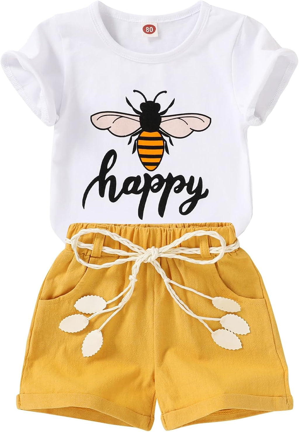 YOUNGER TREE Toddler Baby Girls Clothes Watermelon T-shirt + Linen Shorts with Belt Cute Summer Short Set