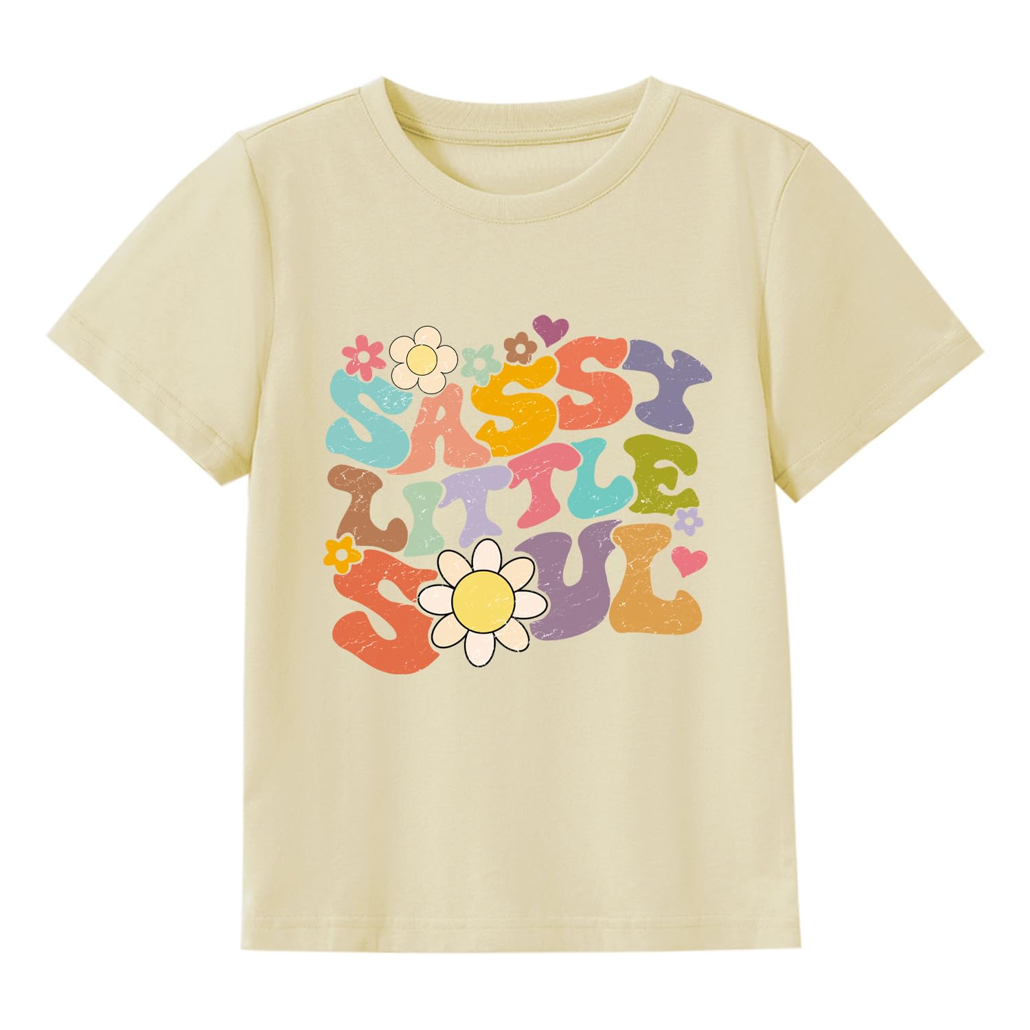Toddler Girls T Shirts Sassy Little Soul Graphic Short Sleeve Shirts 2-7 Years Cotton Baby Girl Retro Daisy Tees Clothes