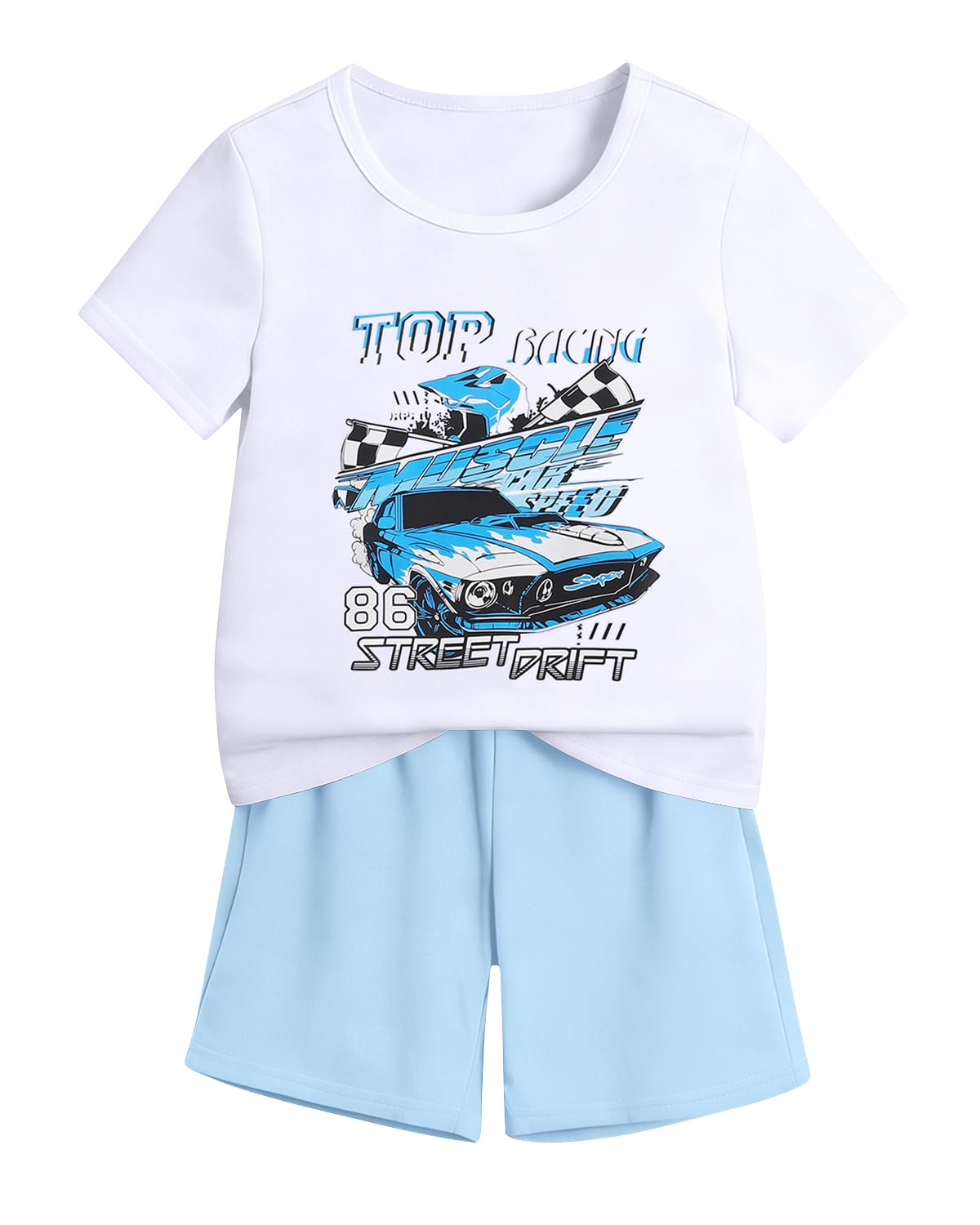 Boys Summer Clothes Graphic Short-Sleeved T-Shirt & Shorts Set 2 Piece Toddler Kid Outfit Size 5-10