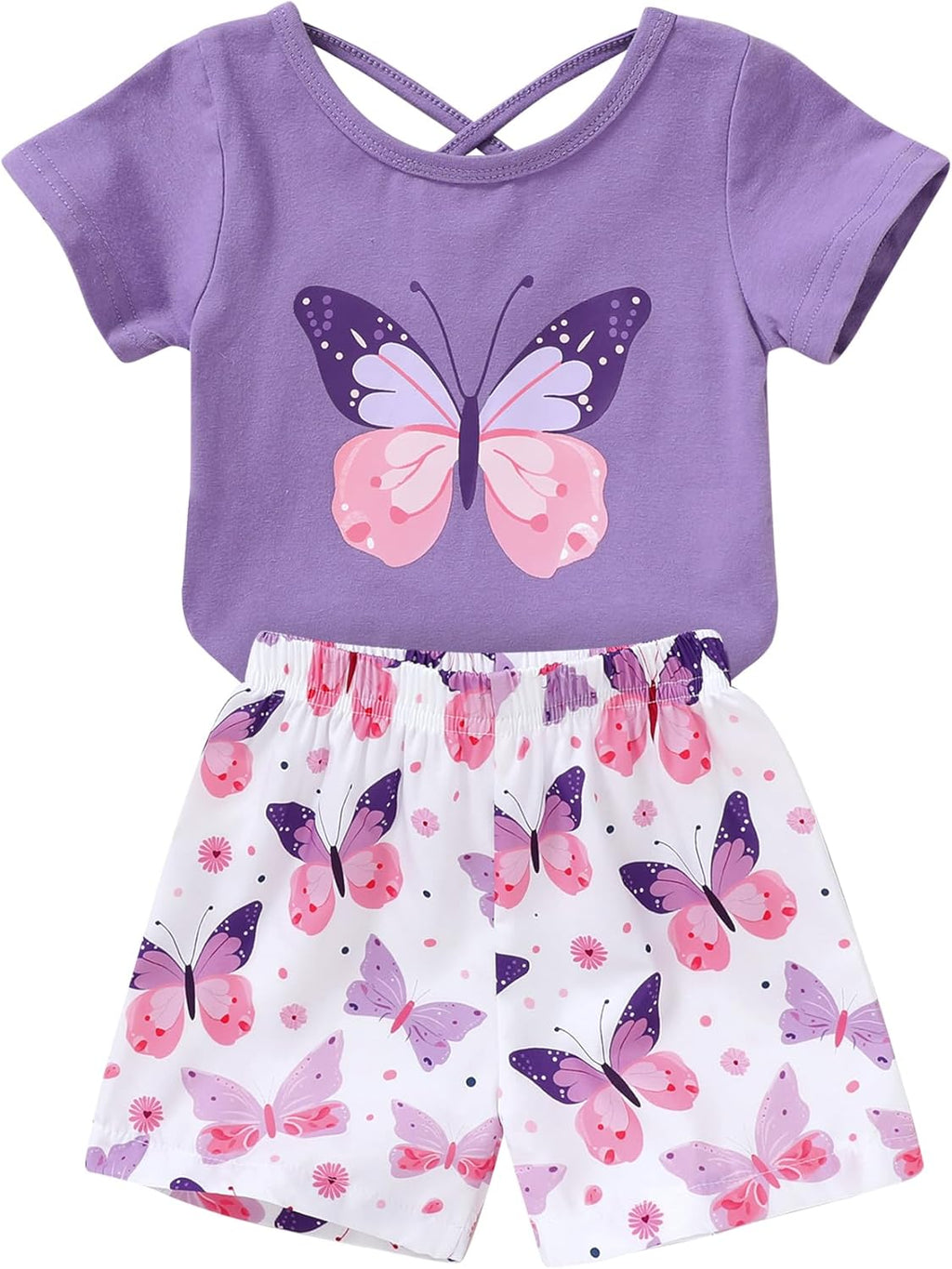 YOUNGER TREE Toddler Baby Girls Clothes Watermelon T-shirt + Linen Shorts with Belt Cute Summer Short Set