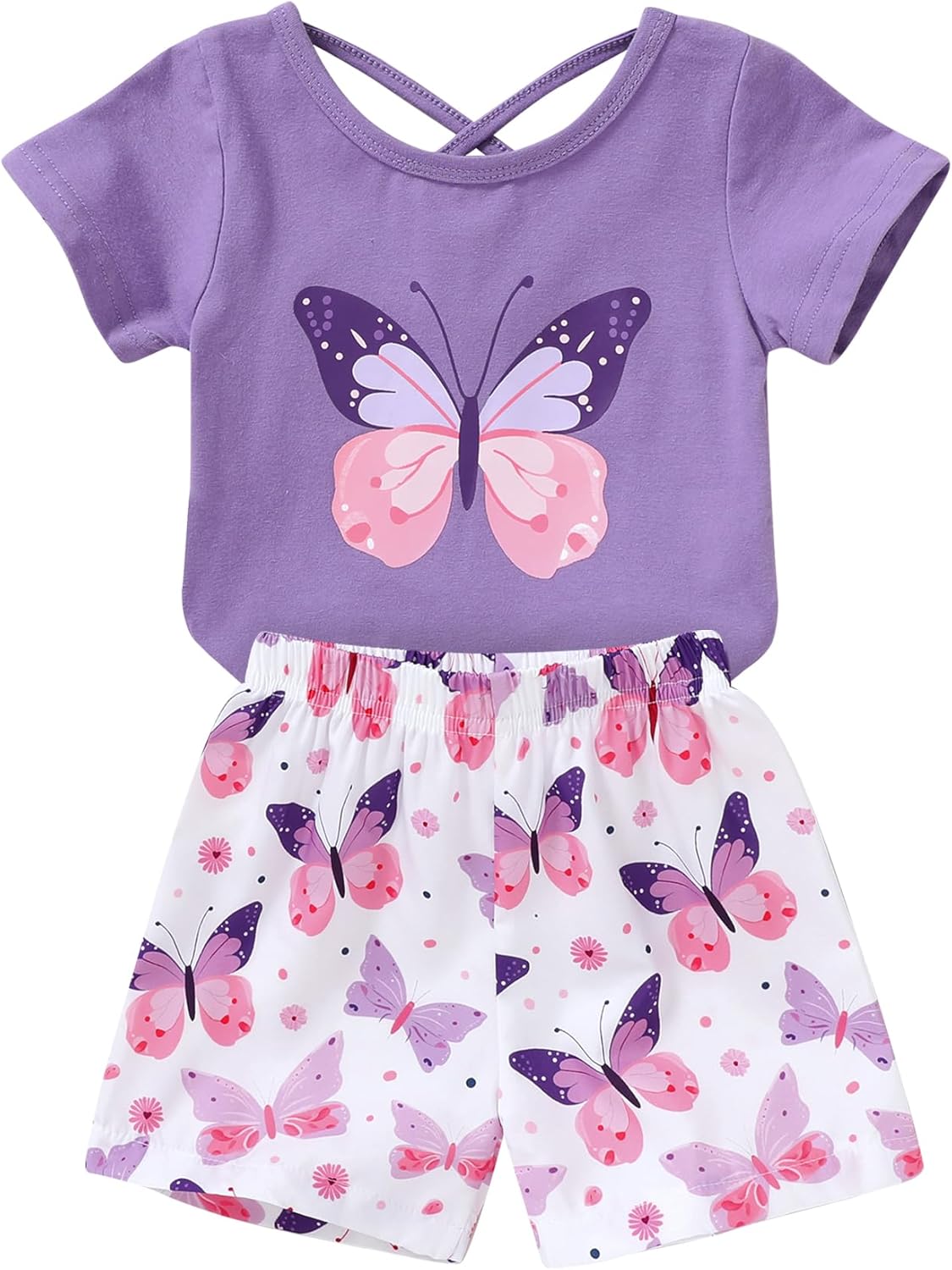 YOUNGER TREE Toddler Baby Girls Clothes Watermelon T-shirt + Linen Shorts with Belt Cute Summer Short Set
