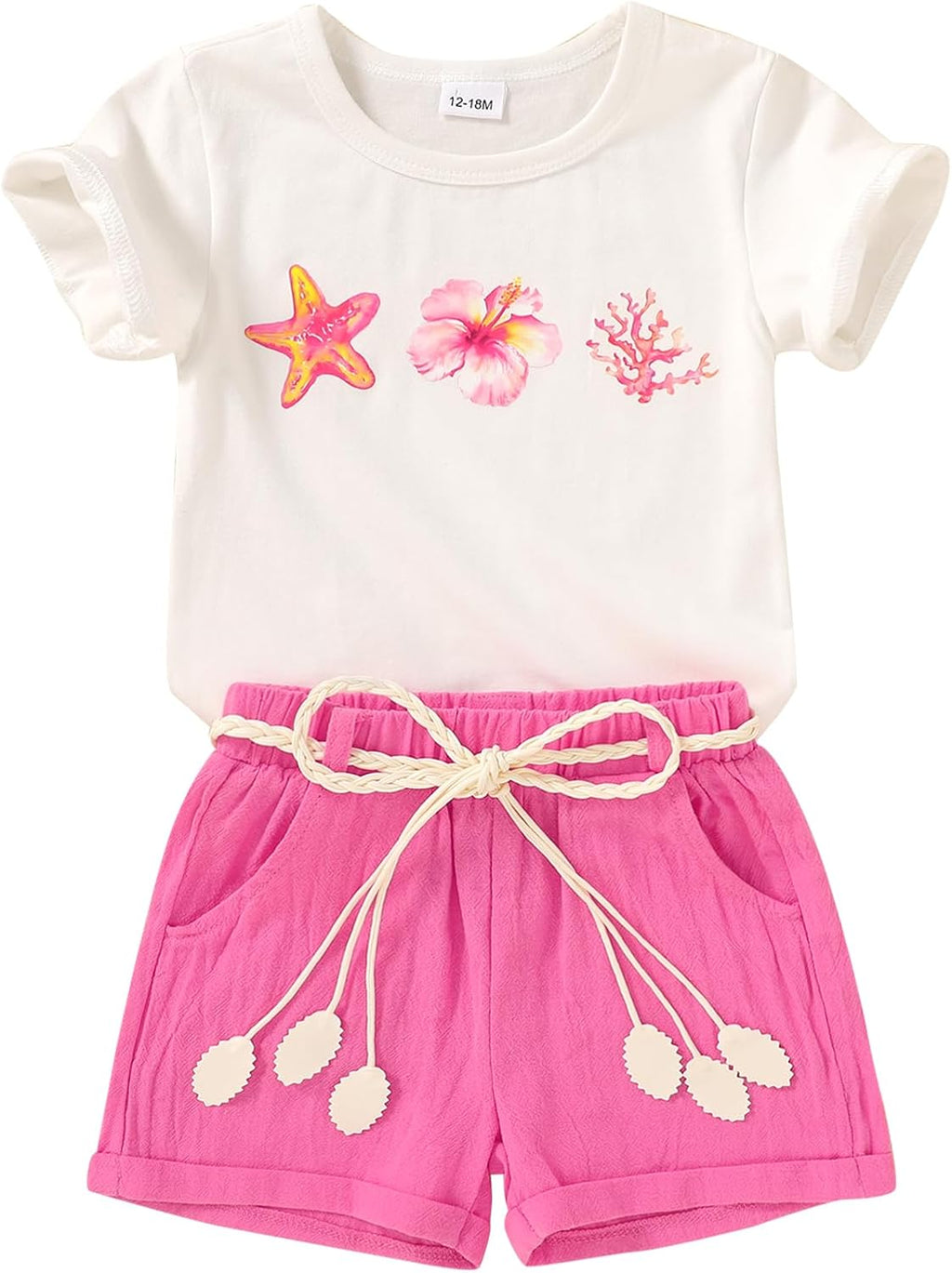 YOUNGER TREE Toddler Baby Girls Clothes Watermelon T-shirt + Linen Shorts with Belt Cute Summer Short Set