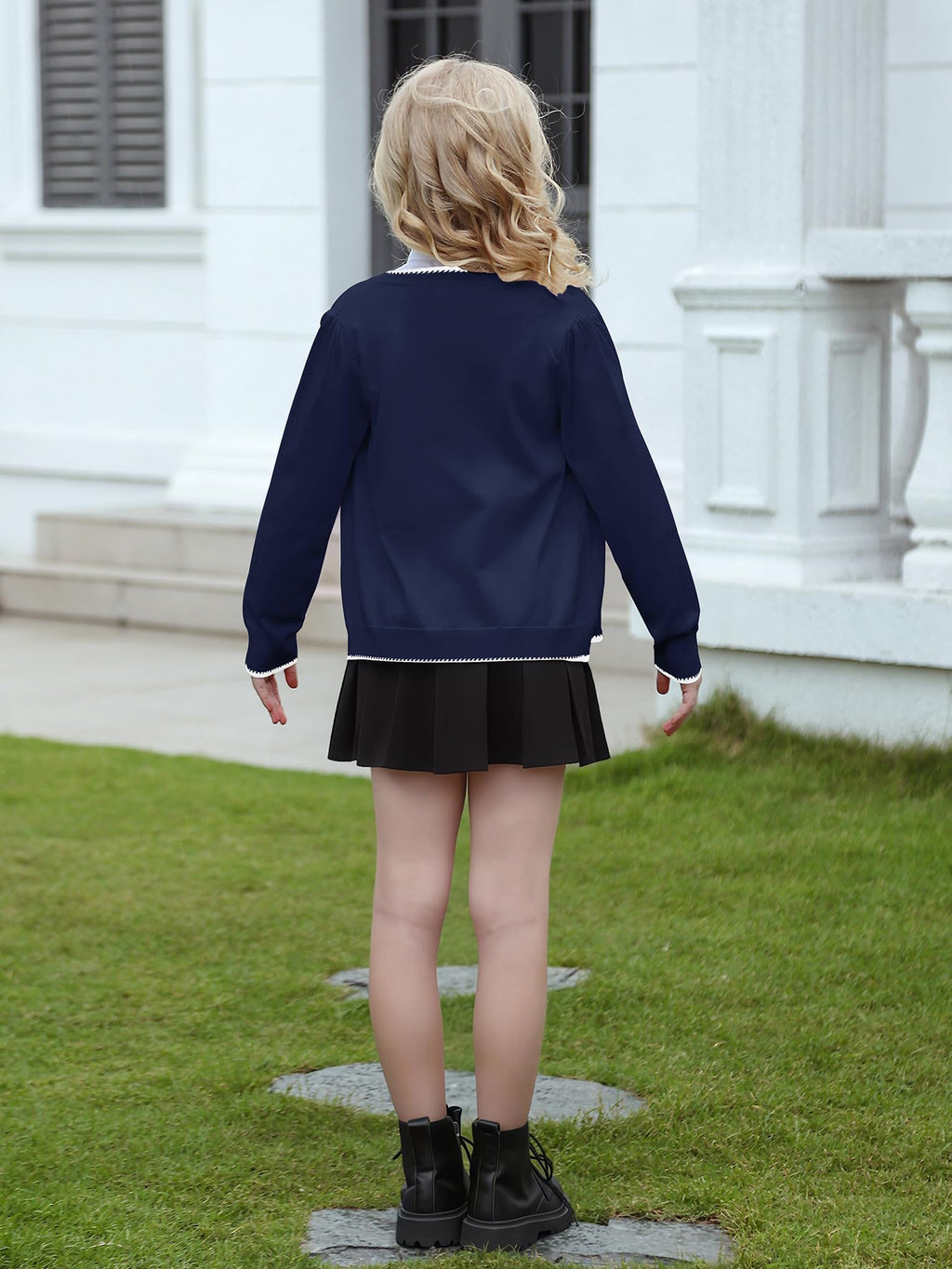 Girls Cardigan Basic Long Sleeve Button Knit Sweater Tops Fashion Outfits