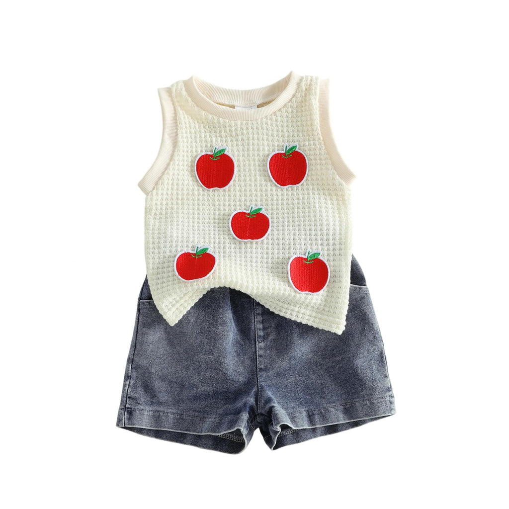 YINGISFITM Toddler Girl Clothes Baby Summer Waffle Knit Tank Top Sleeveless Shirt Jeans Shorts Floral Outfit Girls Clothing