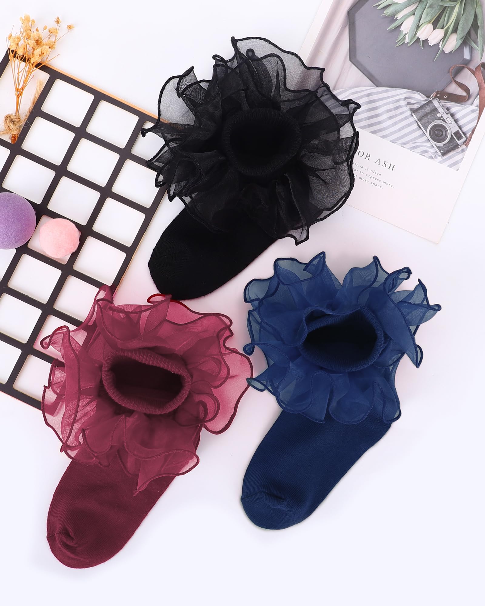 School Girl Socks with Big Ruffle Lace