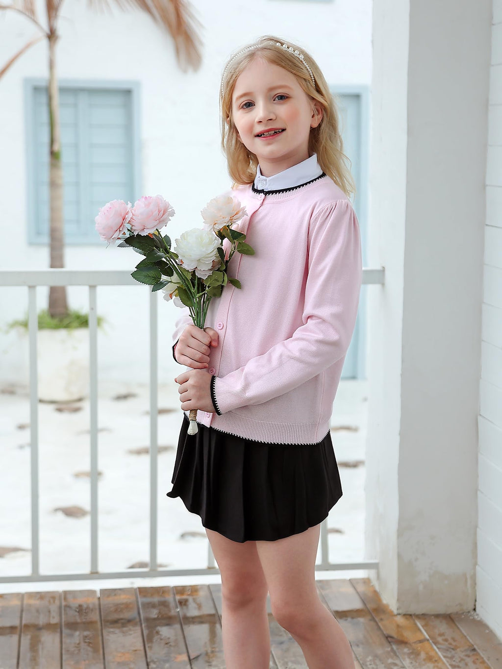 Girls Cardigan Basic Long Sleeve Button Knit Sweater Tops Fashion Outfits