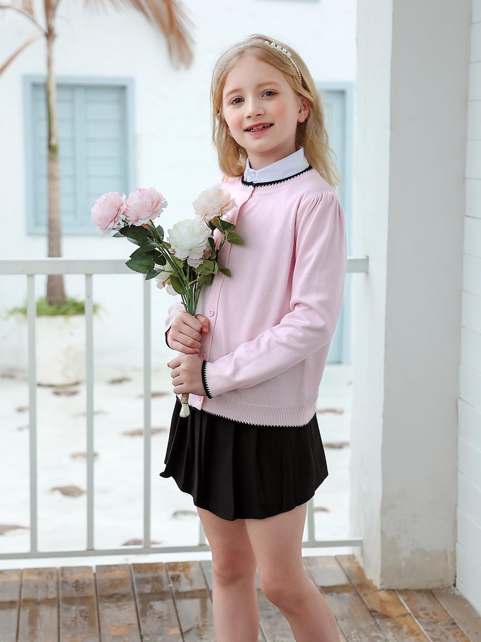 Girls Cardigan Basic Long Sleeve Button Knit Sweater Tops Fashion Outfits