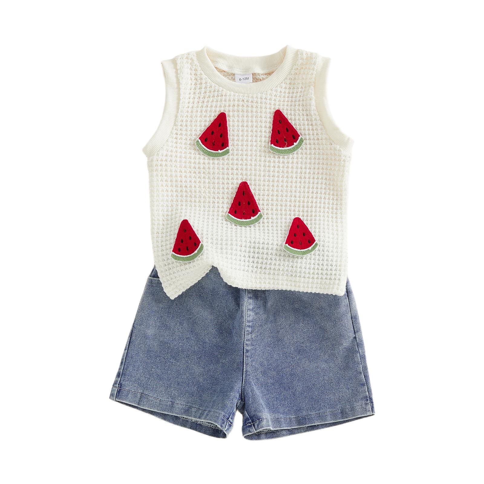 YINGISFITM Toddler Girl Clothes Baby Summer Waffle Knit Tank Top Sleeveless Shirt Jeans Shorts Floral Outfit Girls Clothing