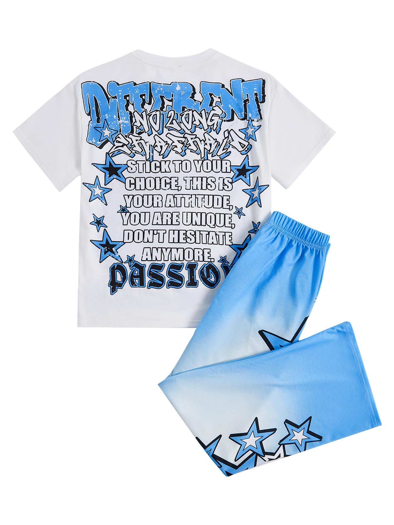 SOLY HUX Boy's Summer Outfit Graphic Short Sleeve T Shirt and Pants Clothing Set 2 Piece Streetwear