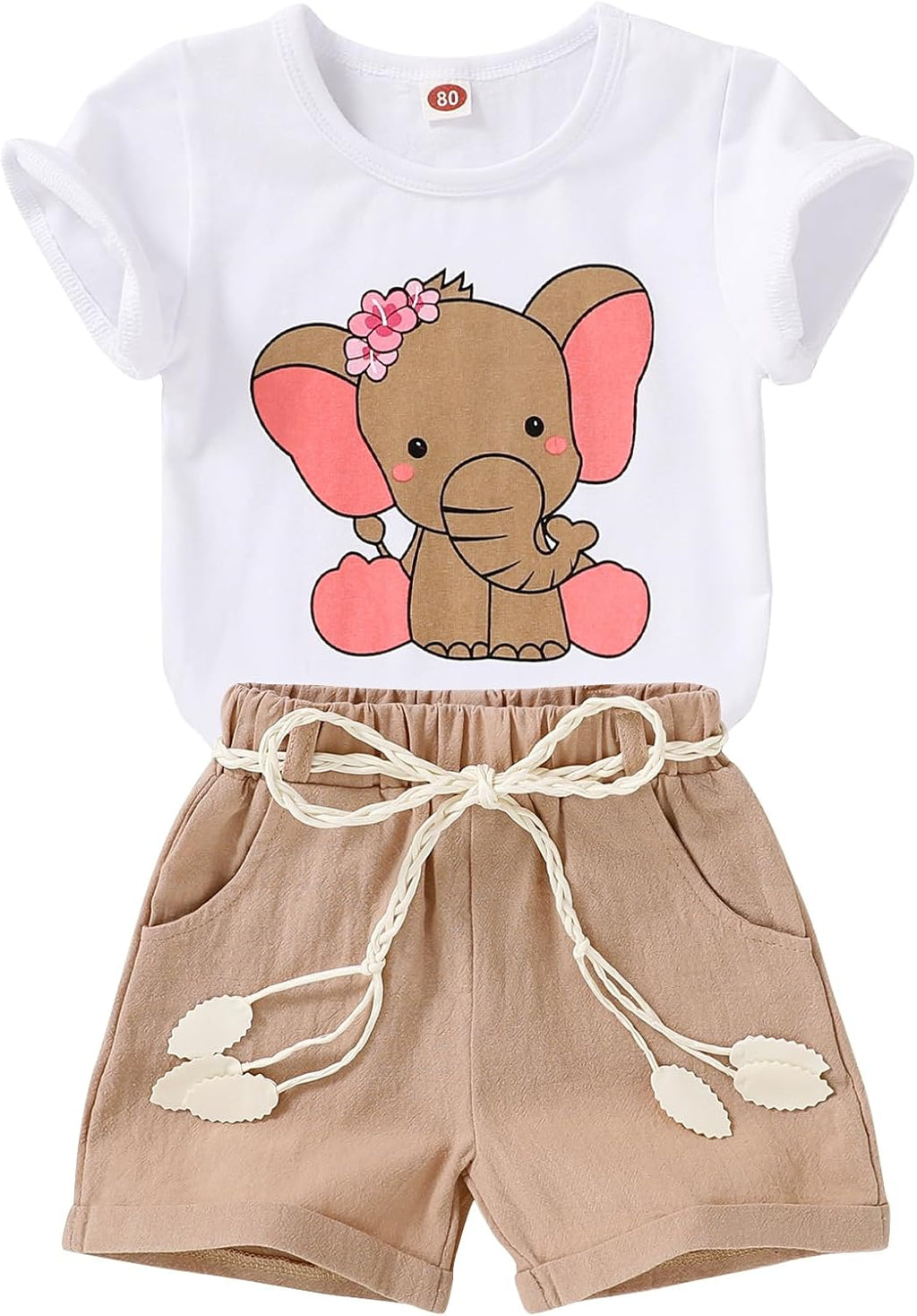 YOUNGER TREE Toddler Baby Girls Clothes Watermelon T-shirt + Linen Shorts with Belt Cute Summer Short Set