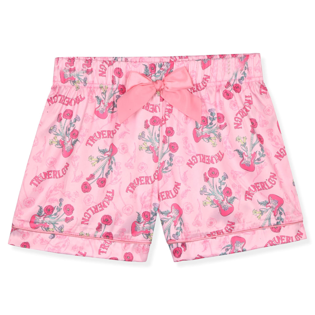 True Religion Girls Pajama Short Sets for Kids Button Front Short Sleeve Shirt and Sleepwear Shorts in Sizes 3T to 16