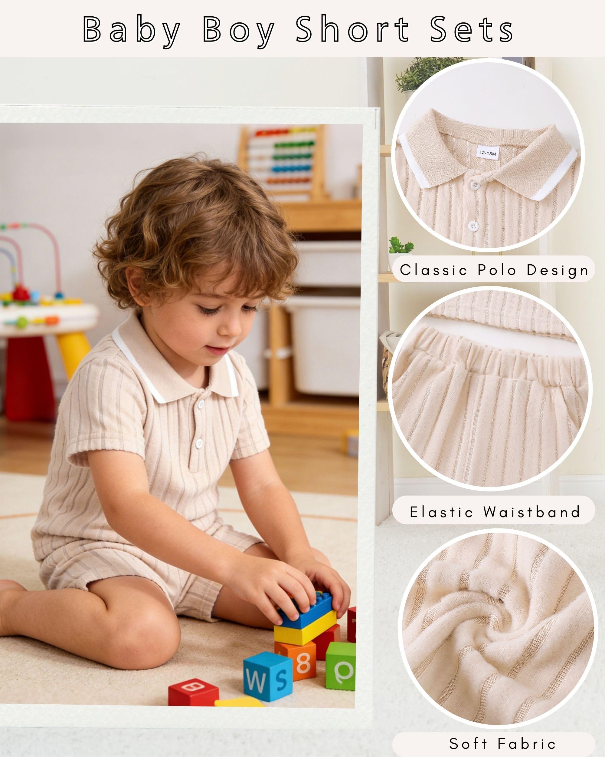 Toddler Baby Boys Clothes Summer Outfits Polo Shirt Shorts Set 2Pcs Boys Clothing Sets 12 Month-5T