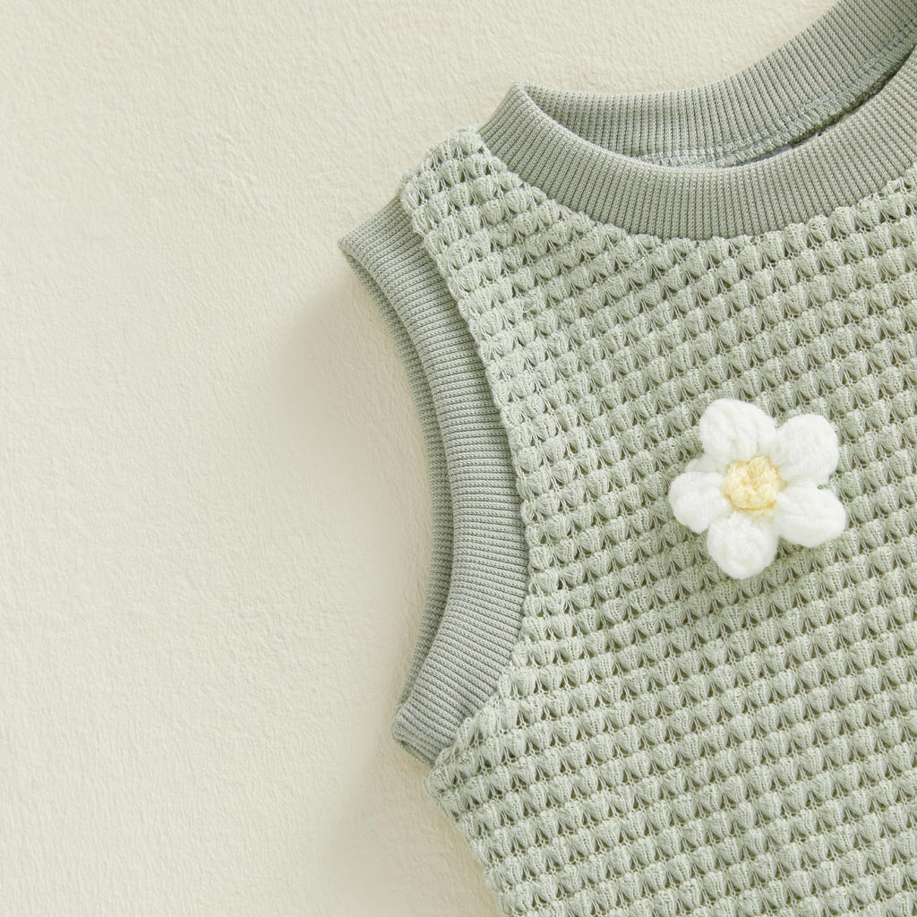 YINGISFITM Toddler Girl Clothes Baby Summer Waffle Knit Tank Top Sleeveless Shirt Jeans Shorts Floral Outfit Girls Clothing