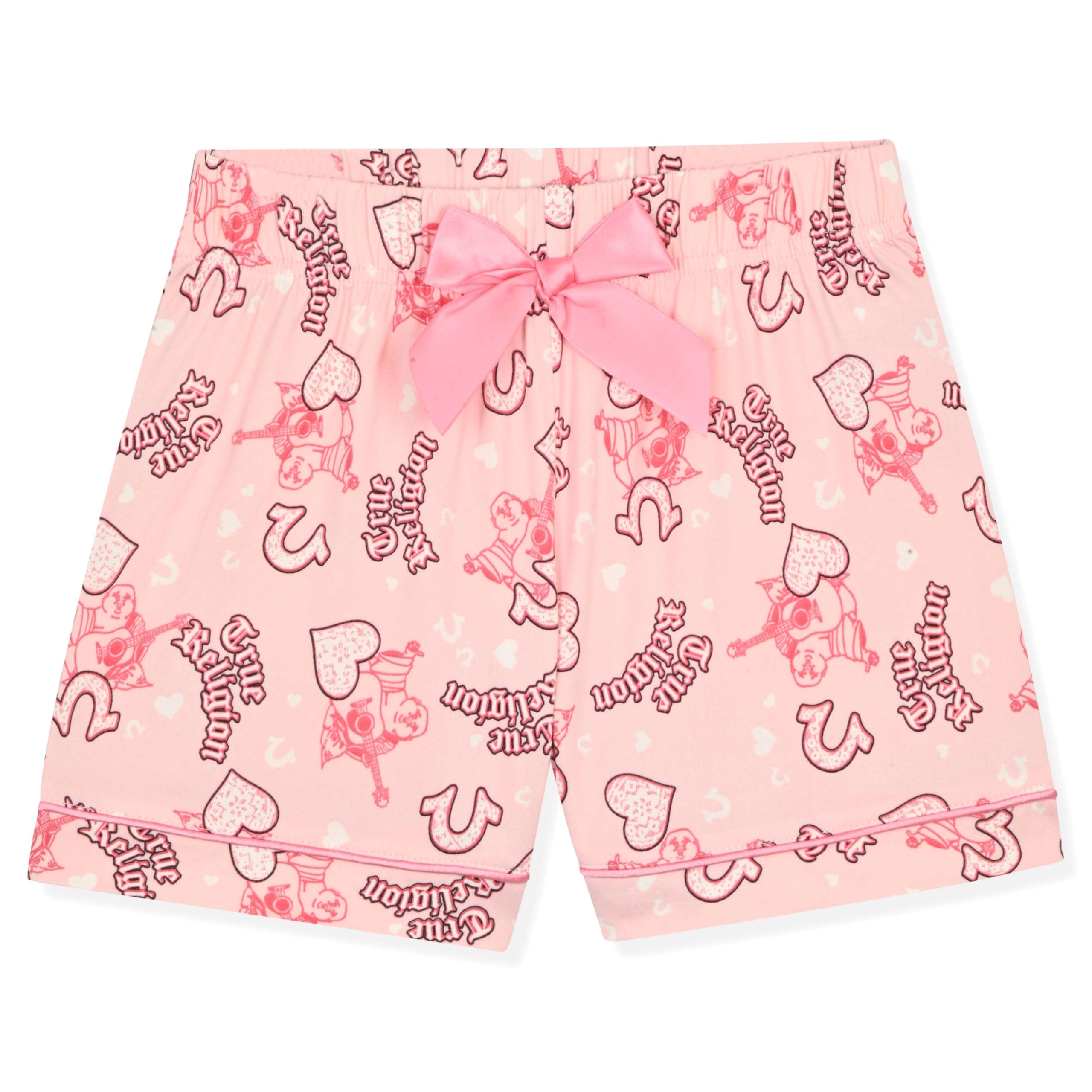 True Religion Girls Pajama Short Sets for Kids Button Front Short Sleeve Shirt and Sleepwear Shorts in Sizes 3T to 16