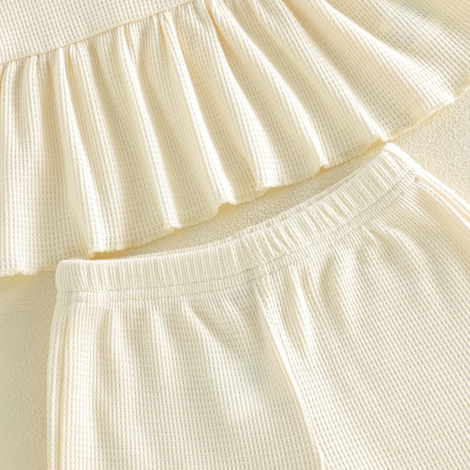 WZTYYDS Toddler Baby Girl Clothes Summer Sleeveless Ruffle Tops Buttons Shirt Shorts Set Waffle Knit Striped Outfit
