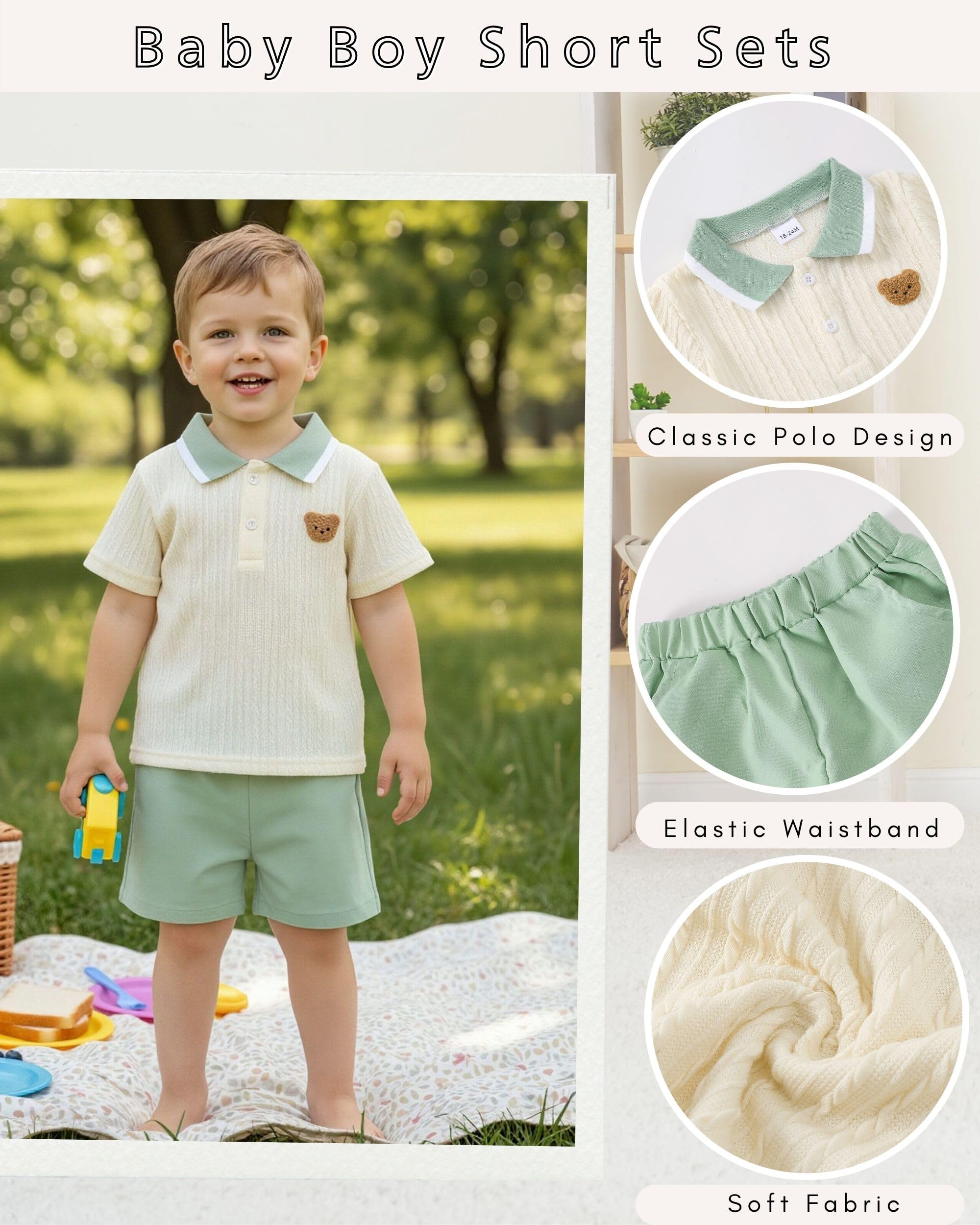 Toddler Baby Boys Clothes Summer Outfits Polo Shirt Shorts Set 2Pcs Boys Clothing Sets 12 Month-5T