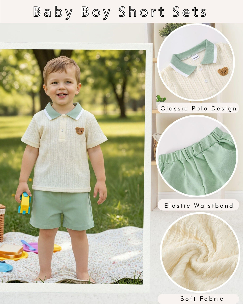 Toddler Baby Boys Clothes Summer Outfits Polo Shirt Shorts Set 2Pcs Boys Clothing Sets 12 Month-5T