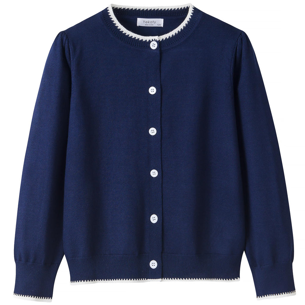 Girls Cardigan Basic Long Sleeve Button Knit Sweater Tops Fashion Outfits