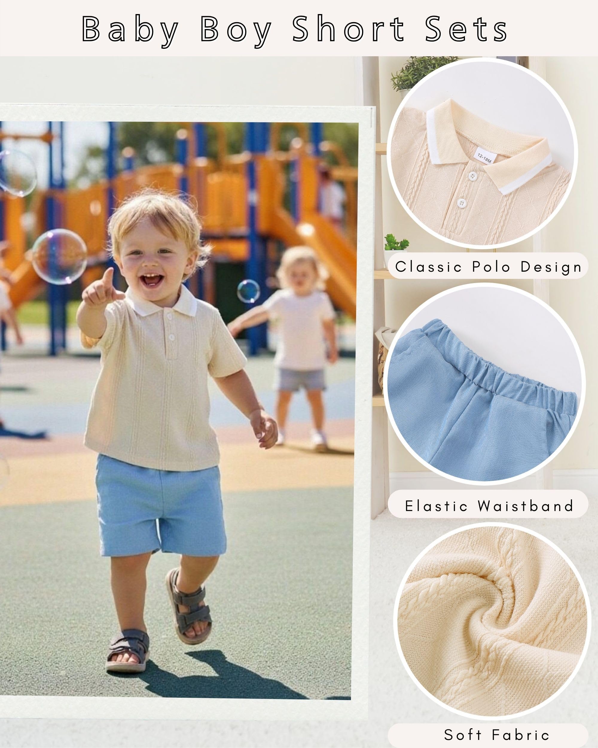 Toddler Baby Boys Clothes Summer Outfits Polo Shirt Shorts Set 2Pcs Boys Clothing Sets 12 Month-5T