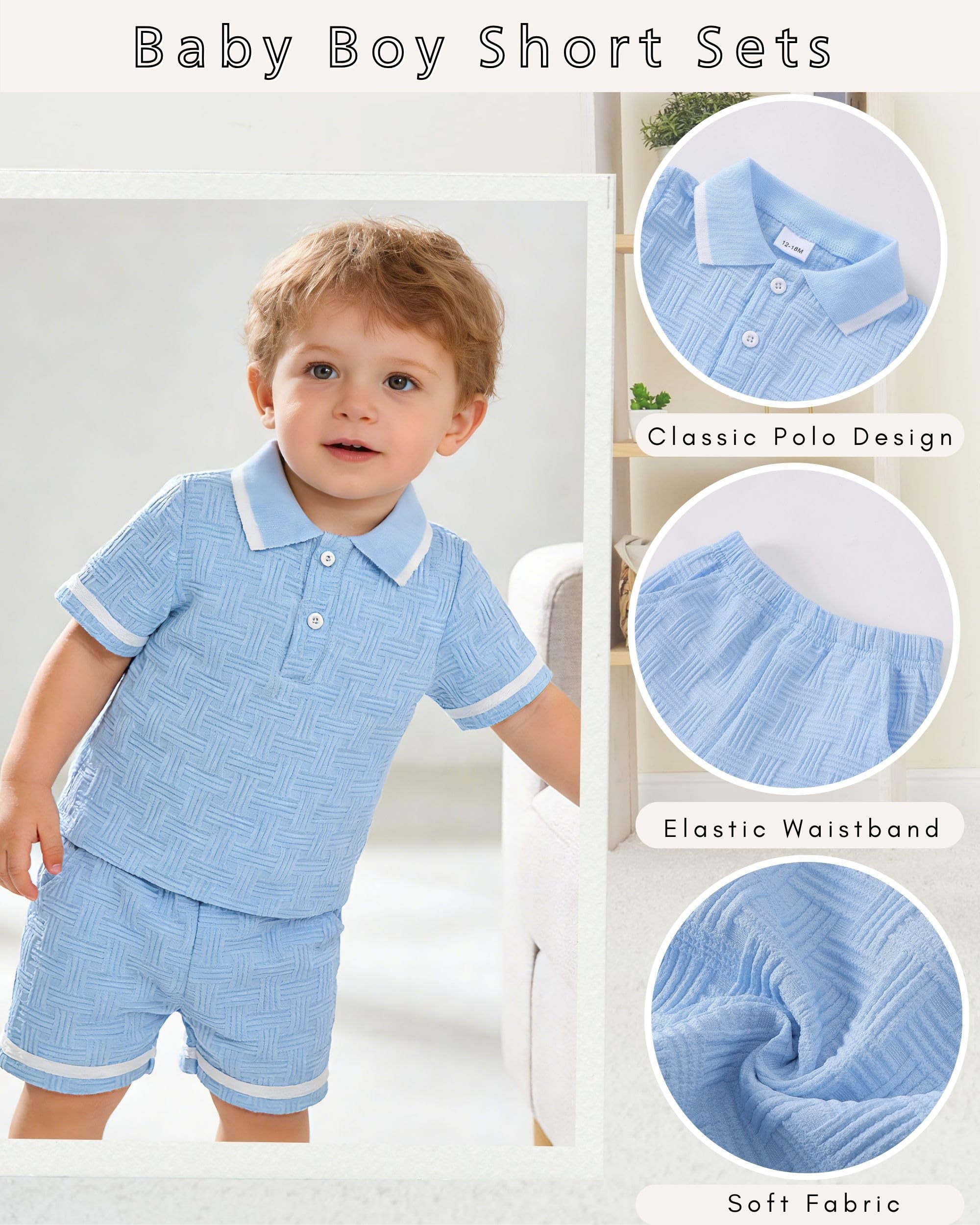 Toddler Baby Boys Clothes Summer Outfits Polo Shirt Shorts Set 2Pcs Boys Clothing Sets 12 Month-5T