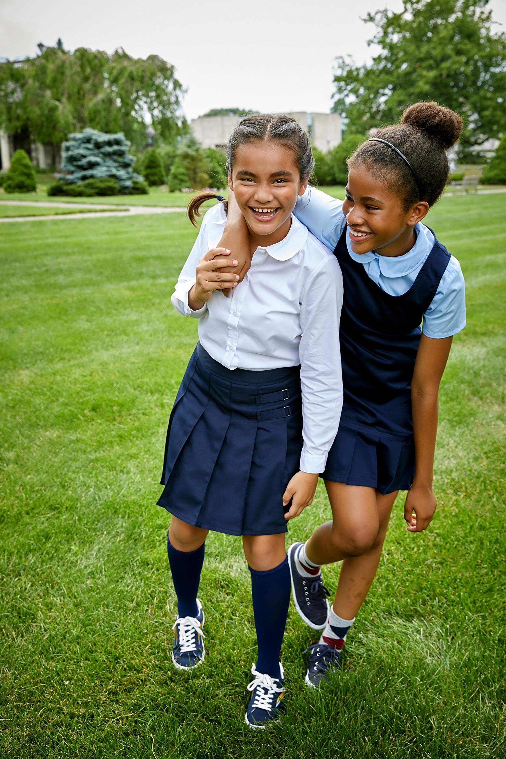Girls' Pleated Hem Jumper with Ribbon School Uniform