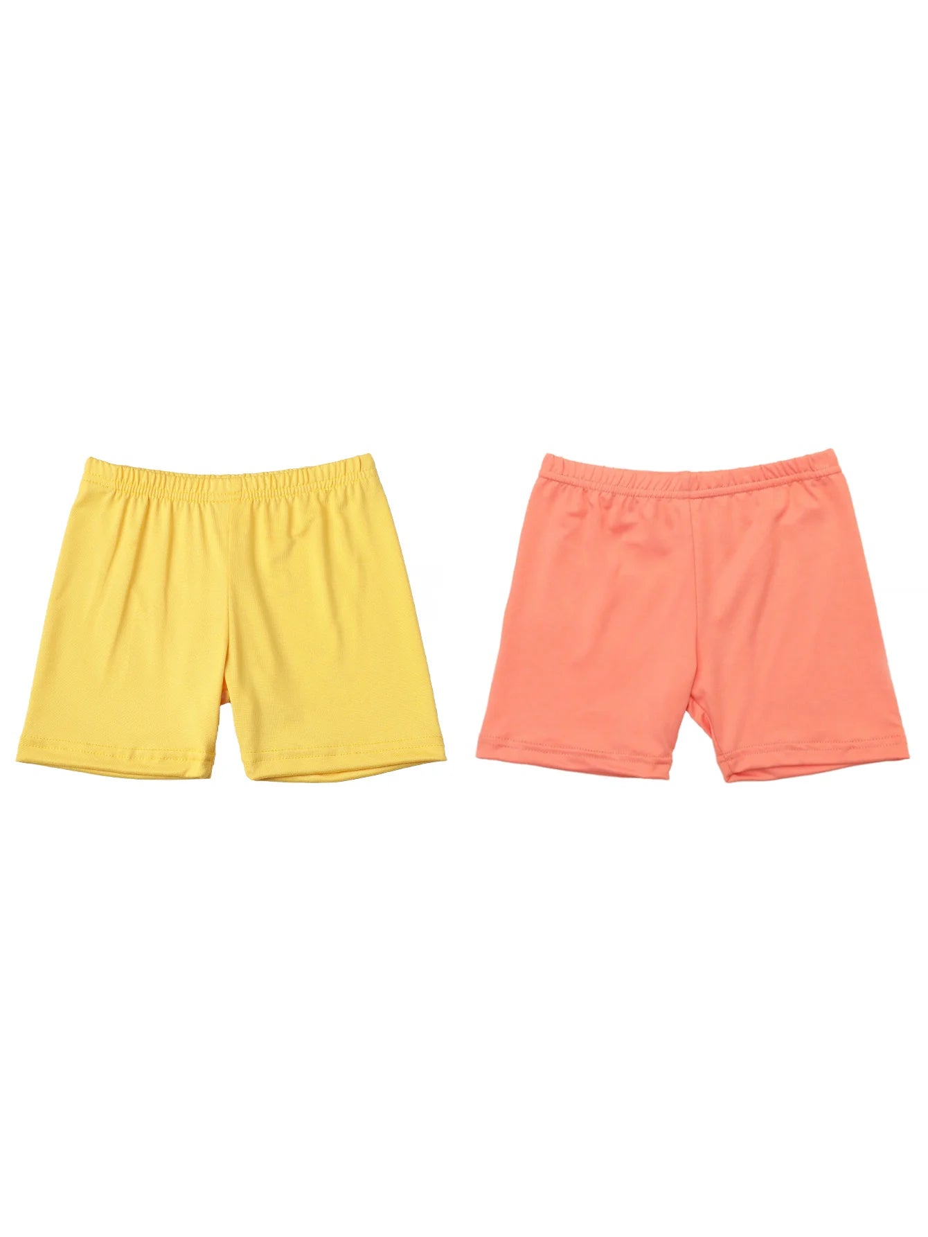 2Pcs Summer Solid Color Kids Leggings Girls Safety Shorts Leggings Girls' Beach Shorts Are Suitable for Children Aged 2-12 Years