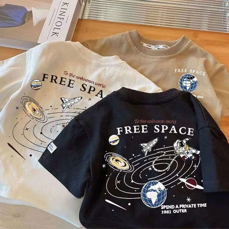 Kids Boy Space Pattern T Shirt