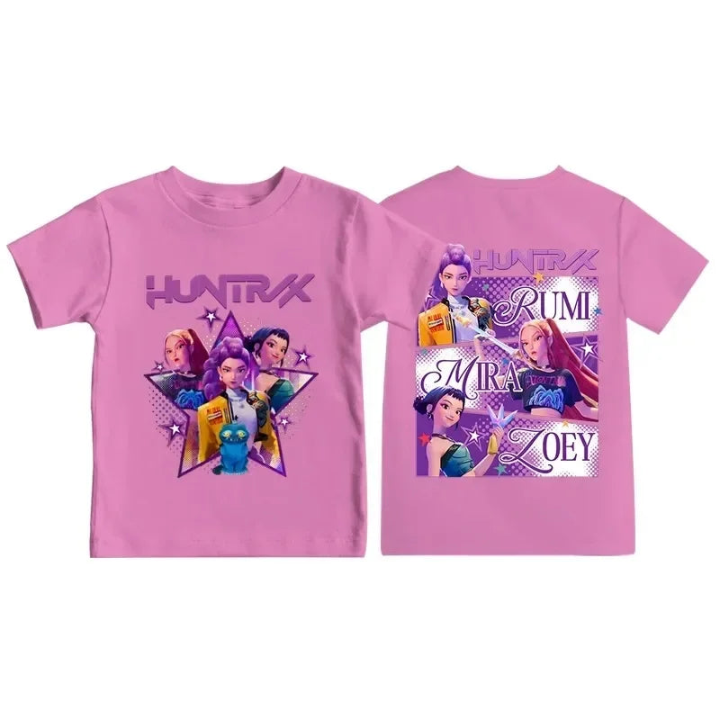 Kpop Dem on Hunt Ers Print Graphic Tshirt Summer Kids Clothes 2026 Movie T Shirt Girls Boys Short Sleeve Top Comfortable T-shirt