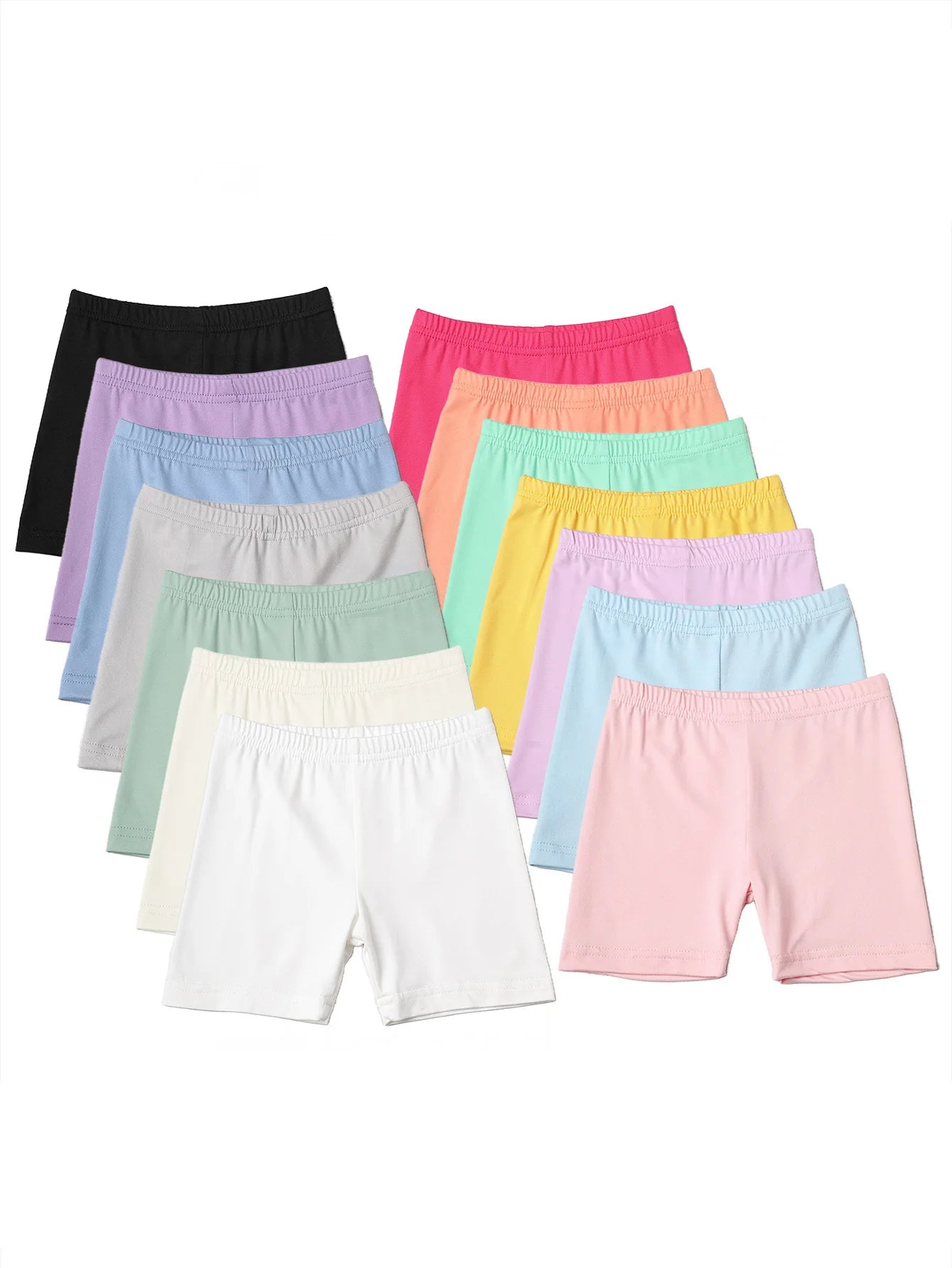2Pcs Summer Solid Color Kids Leggings Girls Safety Shorts Leggings Girls' Beach Shorts Are Suitable for Children Aged 2-12 Years