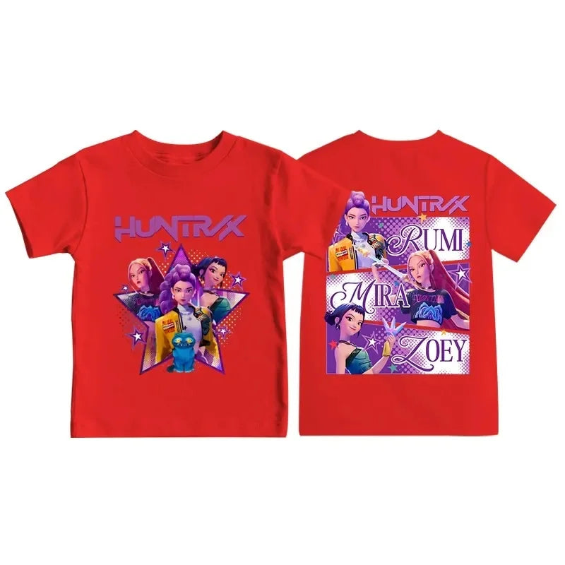 Kpop Dem on Hunt Ers Print Graphic Tshirt Summer Kids Clothes 2026 Movie T Shirt Girls Boys Short Sleeve Top Comfortable T-shirt