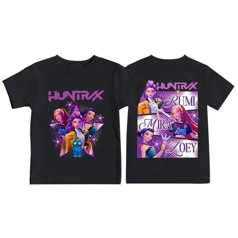 Kpop Dem on Hunt Ers Print Graphic Tshirt Summer Kids Clothes 2026 Movie T Shirt Girls Boys Short Sleeve Top Comfortable T-shirt