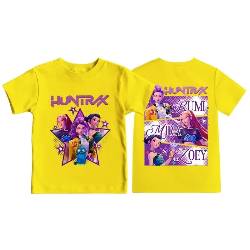 Kpop Dem on Hunt Ers Print Graphic Tshirt Summer Kids Clothes 2026 Movie T Shirt Girls Boys Short Sleeve Top Comfortable T-shirt