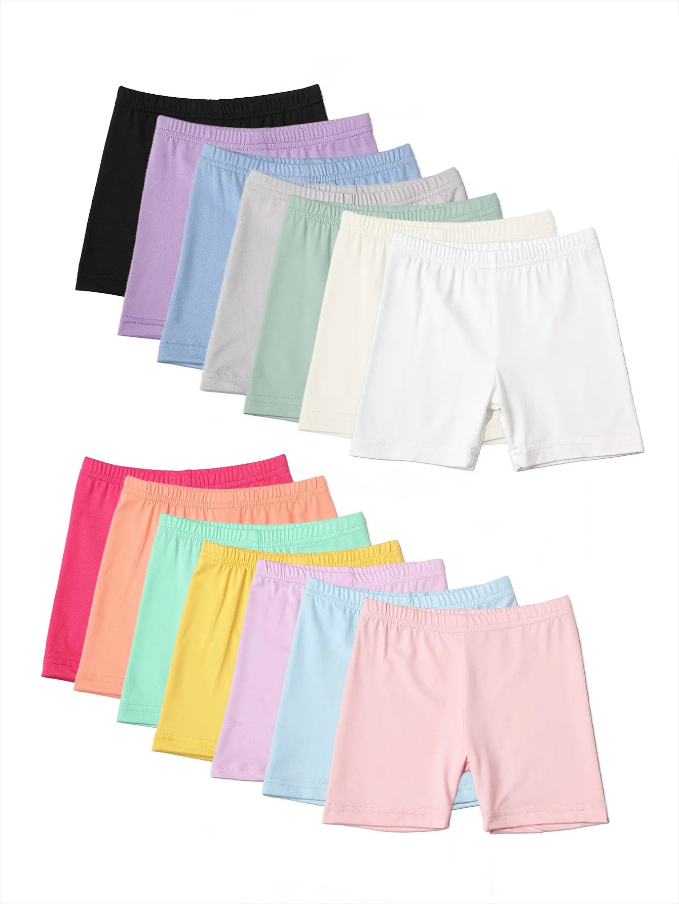 2Pcs Summer Solid Color Kids Leggings Girls Safety Shorts Leggings Girls' Beach Shorts Are Suitable for Children Aged 2-12 Years