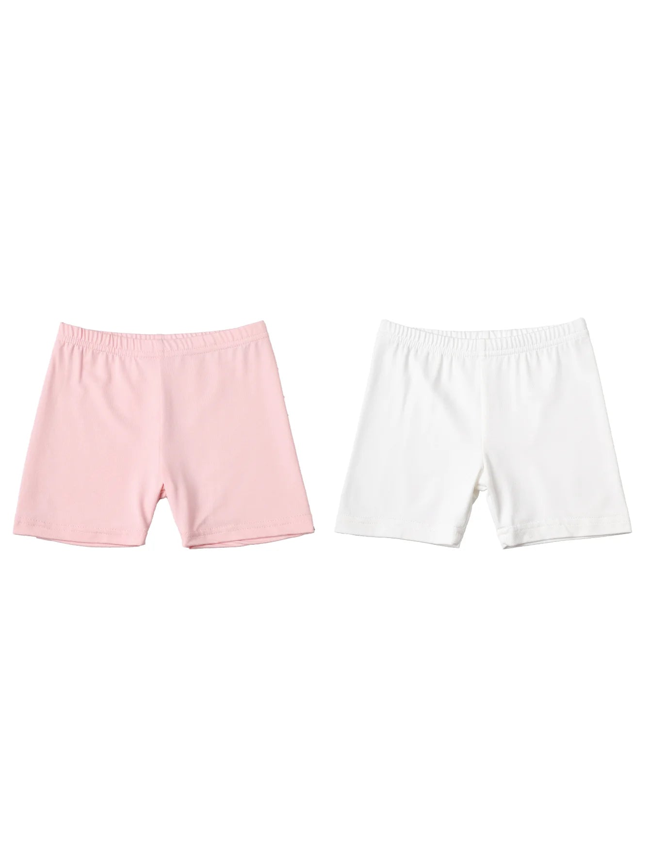 2Pcs Summer Solid Color Kids Leggings Girls Safety Shorts Leggings Girls' Beach Shorts Are Suitable for Children Aged 2-12 Years