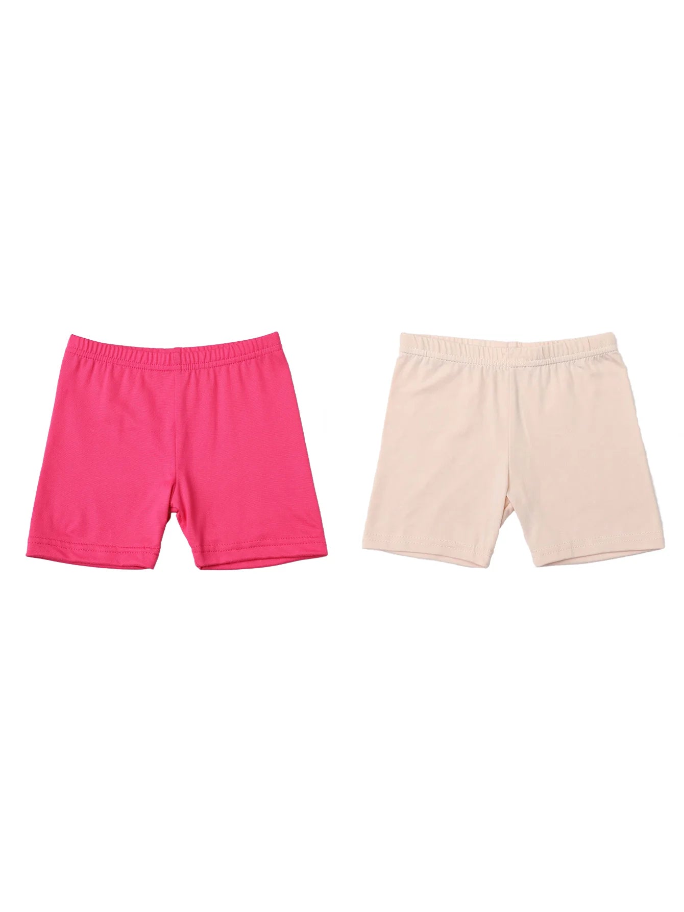 2Pcs Summer Solid Color Kids Leggings Girls Safety Shorts Leggings Girls' Beach Shorts Are Suitable for Children Aged 2-12 Years